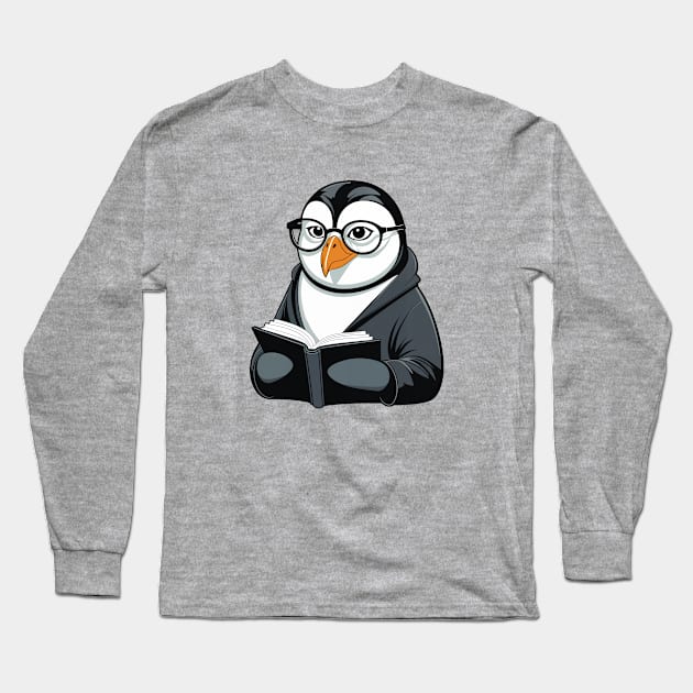 Librarian Penguin Long Sleeve T-Shirt by Manzo Carey